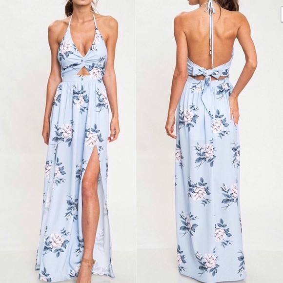 Floral Maxi Cocktail Dress Cutout Front Twist - Picture 3 of 9